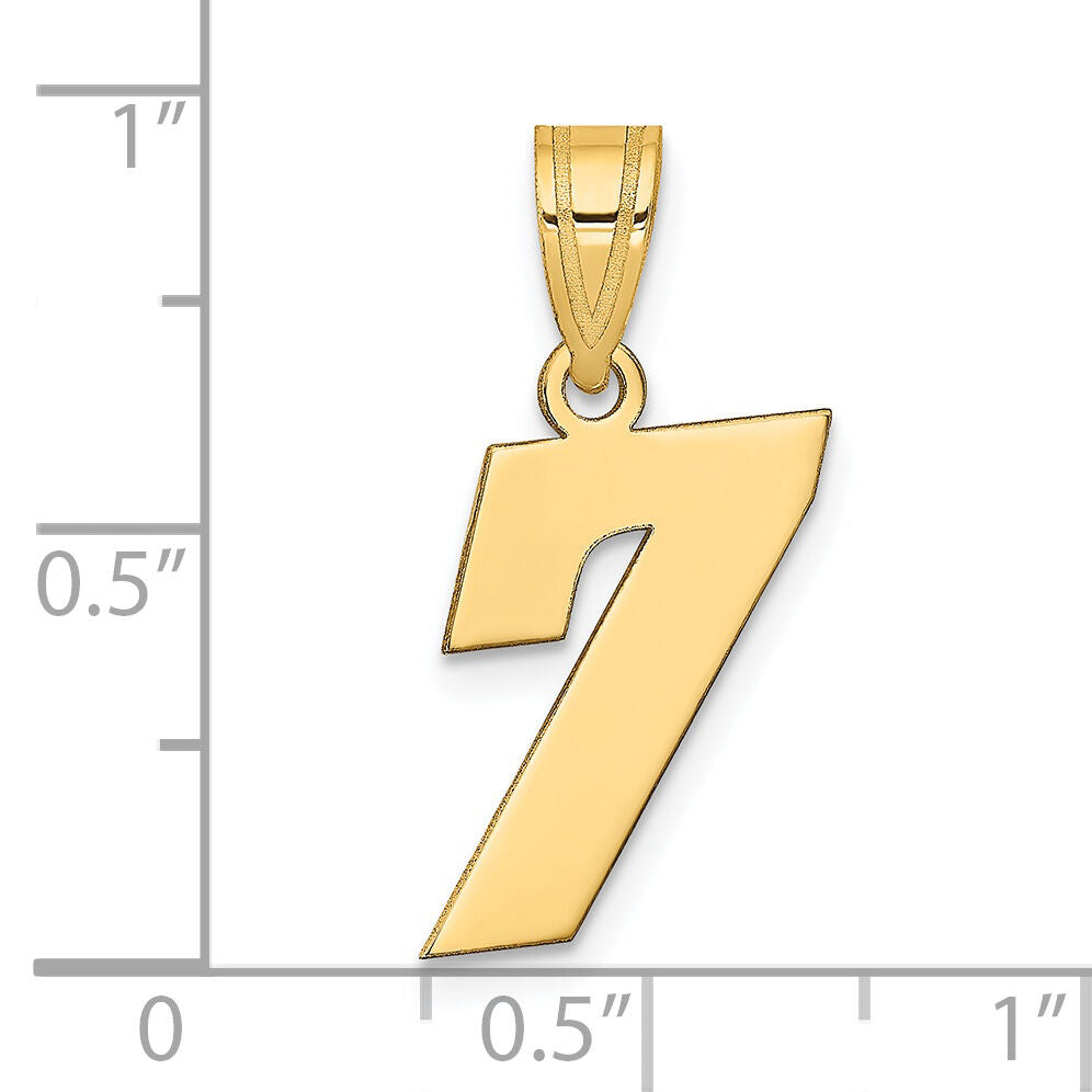 14k Polished Block Number 7 Pendant-BN07