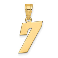 14k Polished Block Number 7 Pendant-BN07