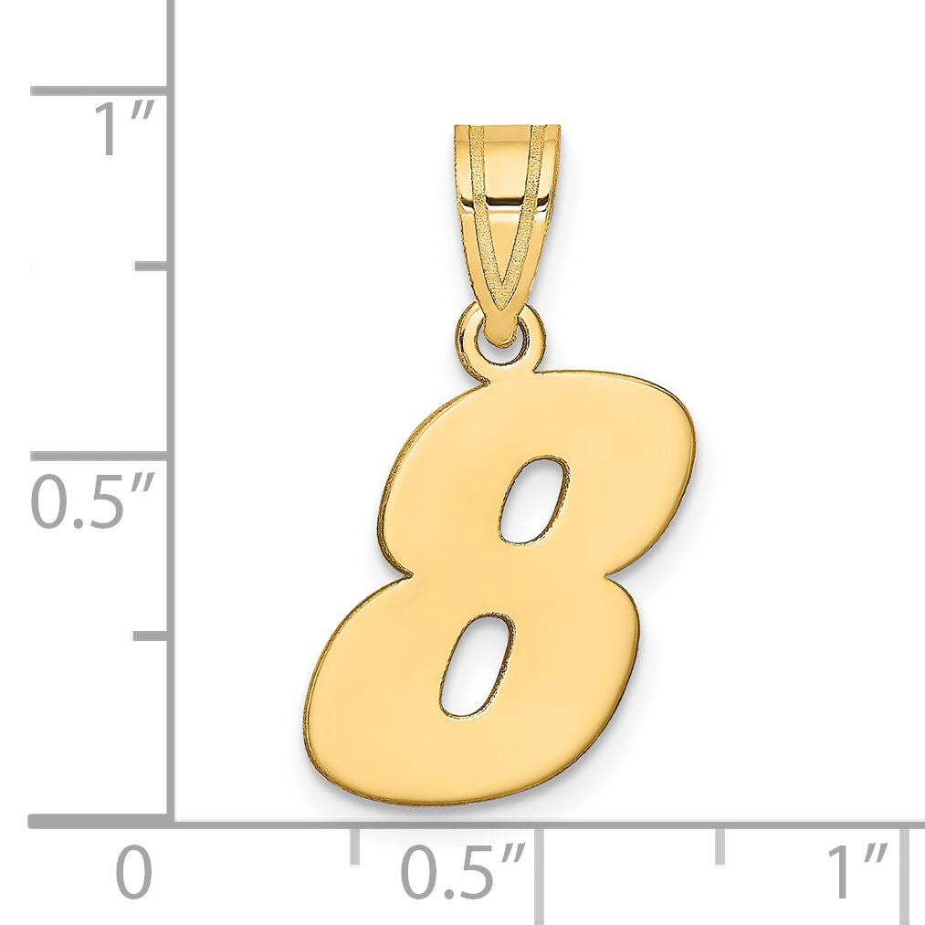 14k Polished Block Number 8 Pendant-BN08