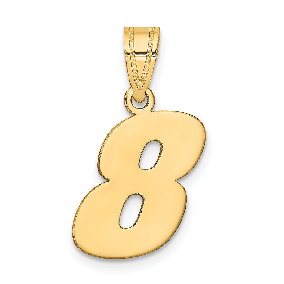 14k Polished Block Number 8 Pendant-BN08