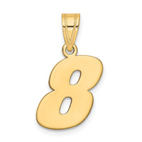 14k Polished Block Number 8 Pendant-BN08