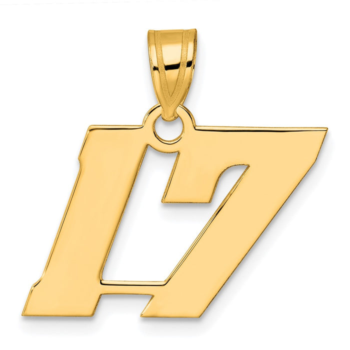 14k Polished Block Number 17 Pendant-BN17