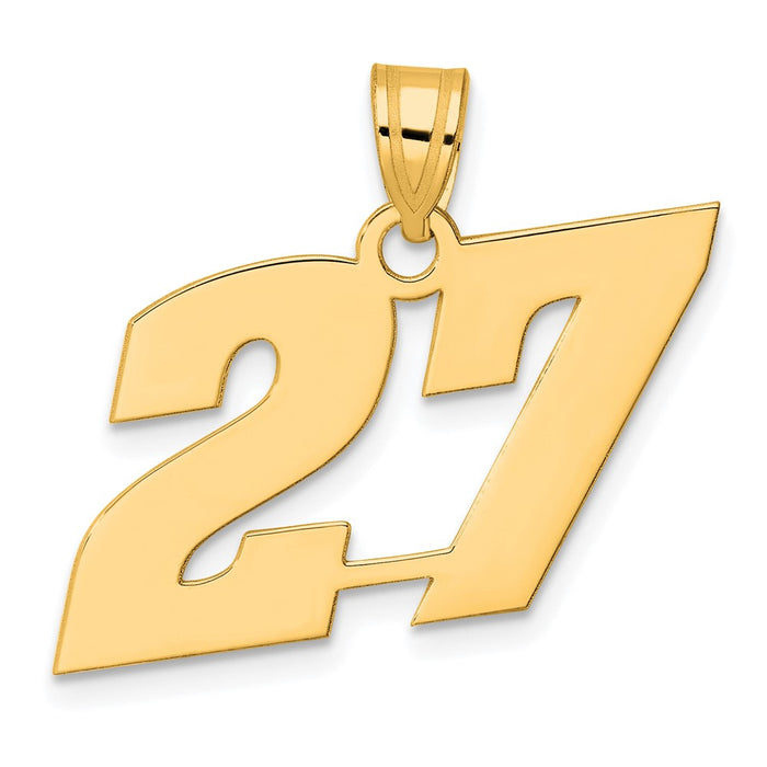 14k Polished Block Number 27 Pendant-BN27
