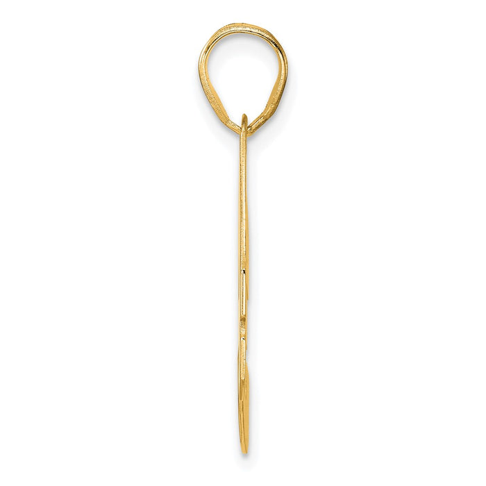 14k Polished Block Number 34 Pendant-BN34