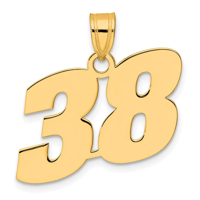 14k Polished Block Number 38 Pendant-BN38