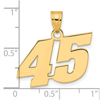 14k Polished Block Number 45 Pendant-BN45