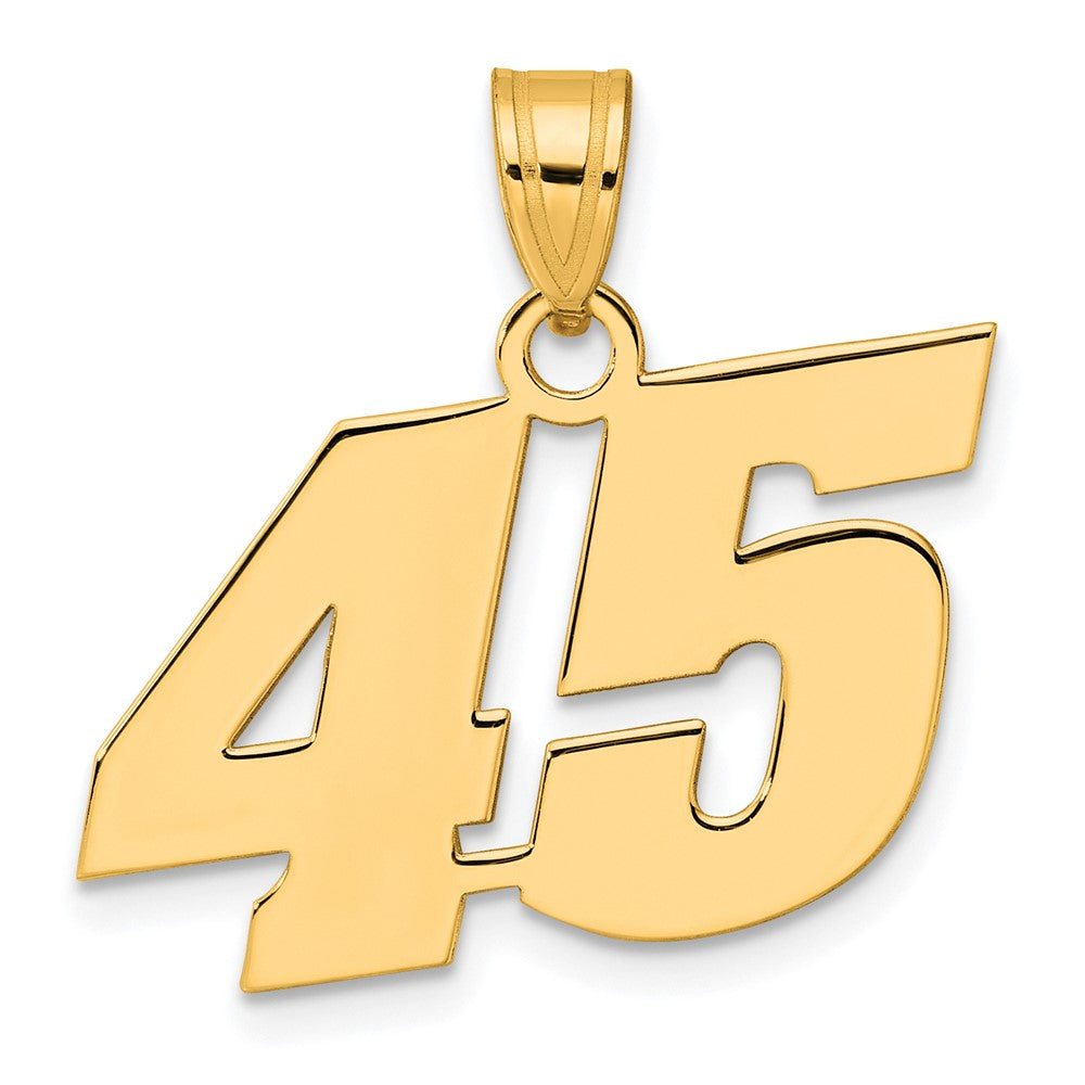 14k Polished Block Number 45 Pendant-BN45