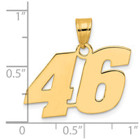 14k Polished Block Number 46 Pendant-BN46