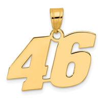 14k Polished Block Number 46 Pendant-BN46