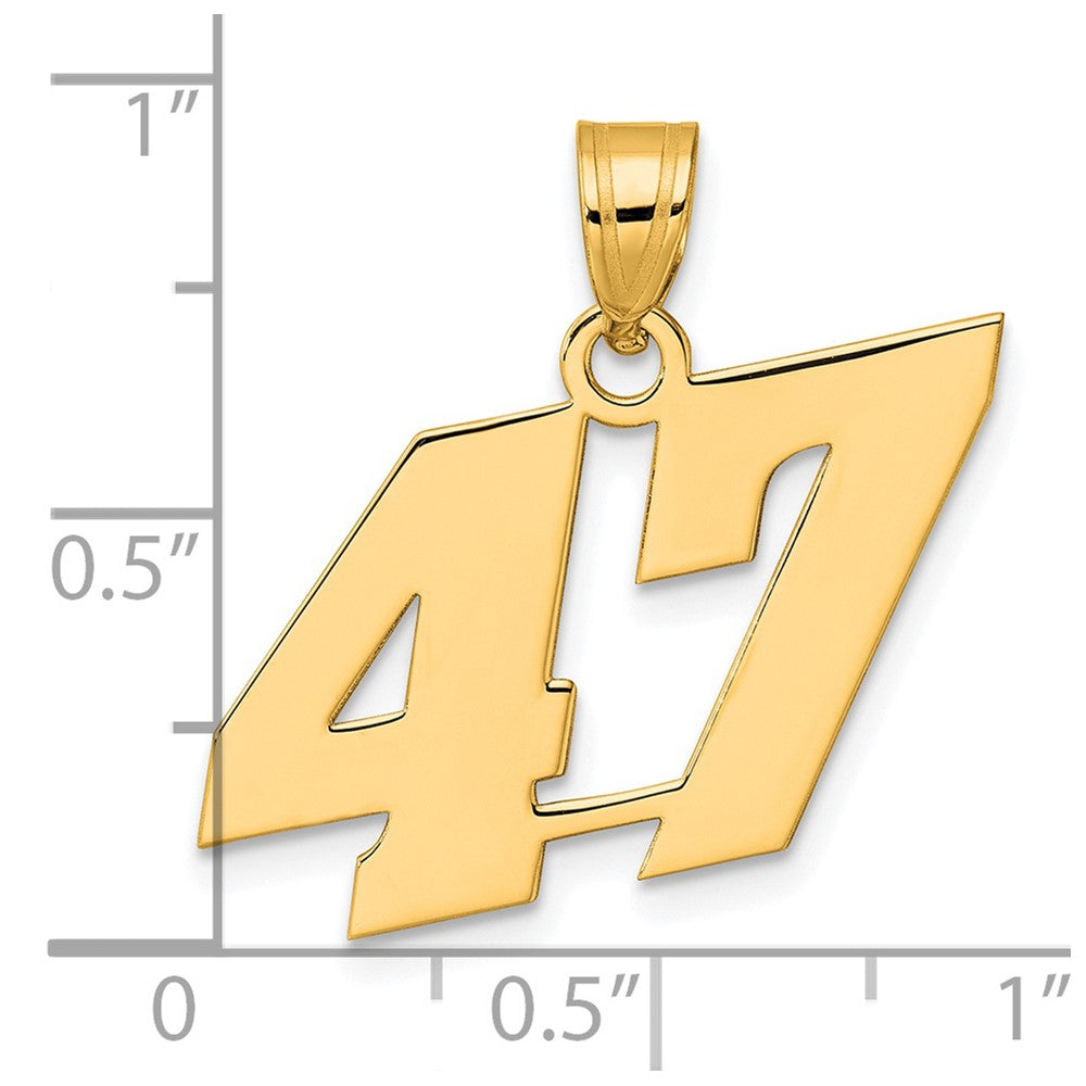 14k Polished Block Number 47 Pendant-BN47