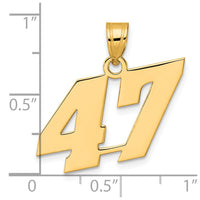 14k Polished Block Number 47 Pendant-BN47