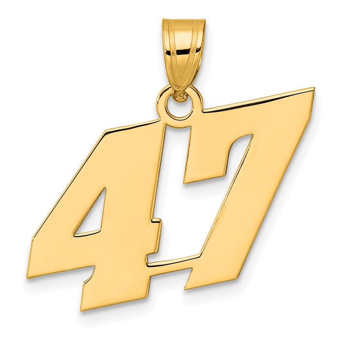 14k Polished Block Number 47 Pendant-BN47