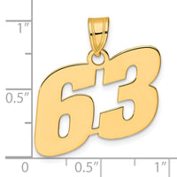 14k Polished Block Number 63 Pendant-BN63