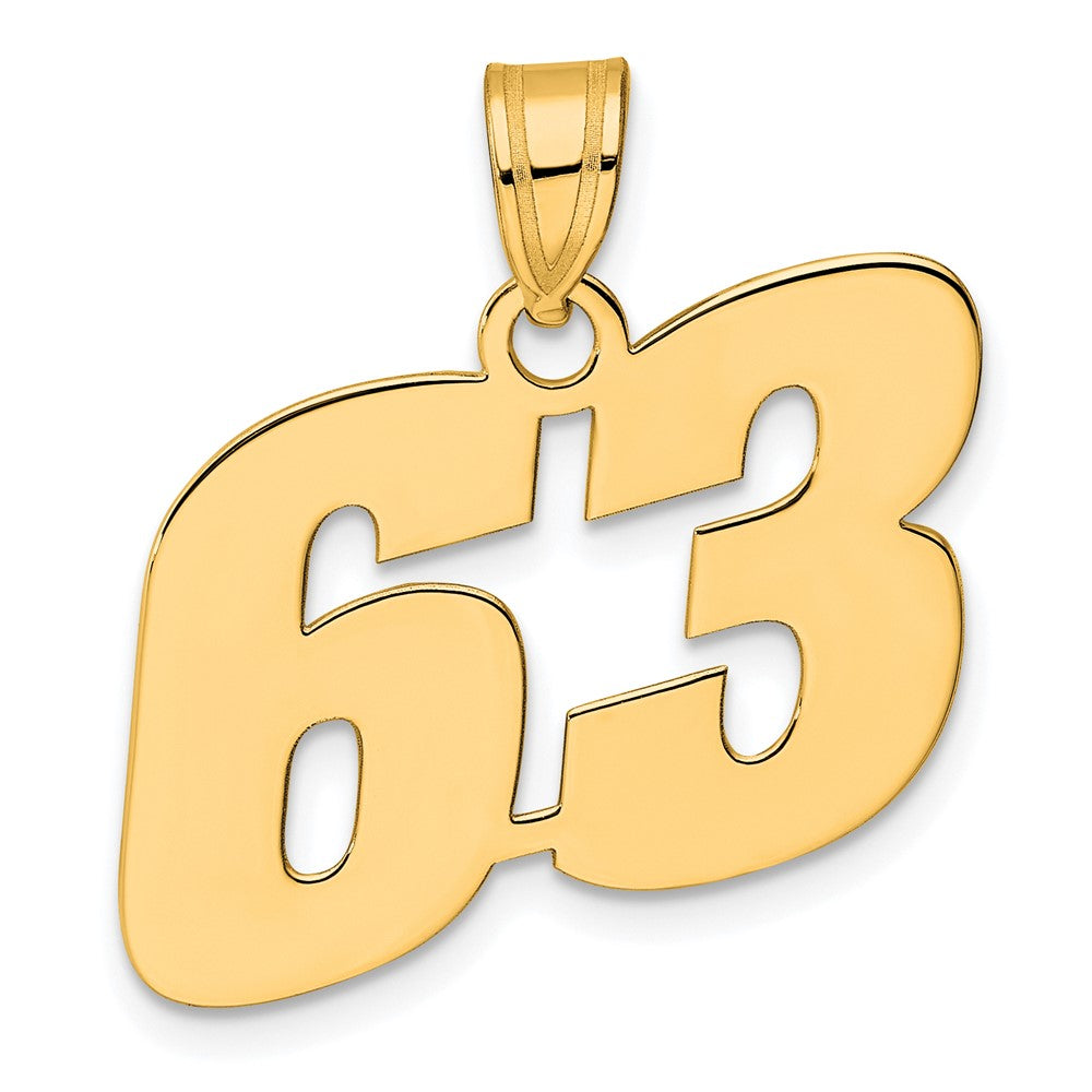 14k Polished Block Number 63 Pendant-BN63