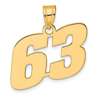 14k Polished Block Number 63 Pendant-BN63
