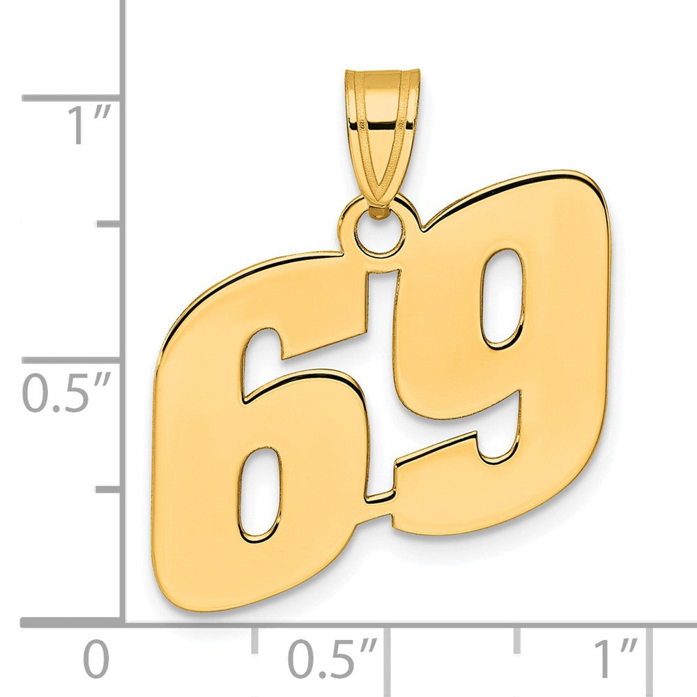 14k Polished Block Number 69 Pendant-BN69
