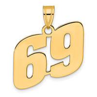 14k Polished Block Number 69 Pendant-BN69