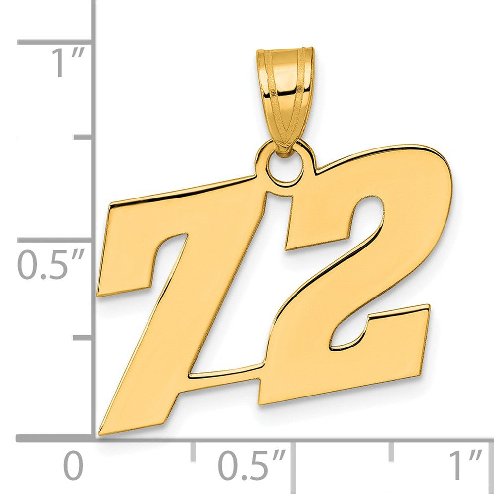 14k Polished Block Number 72 Pendant-BN72