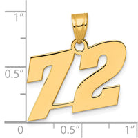 14k Polished Block Number 72 Pendant-BN72
