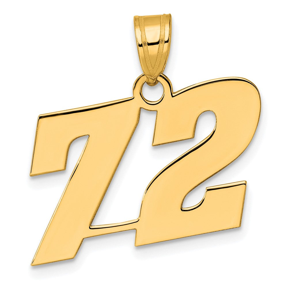 14k Polished Block Number 72 Pendant-BN72