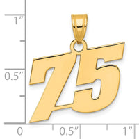 14k Polished Block Number 75 Pendant-BN75