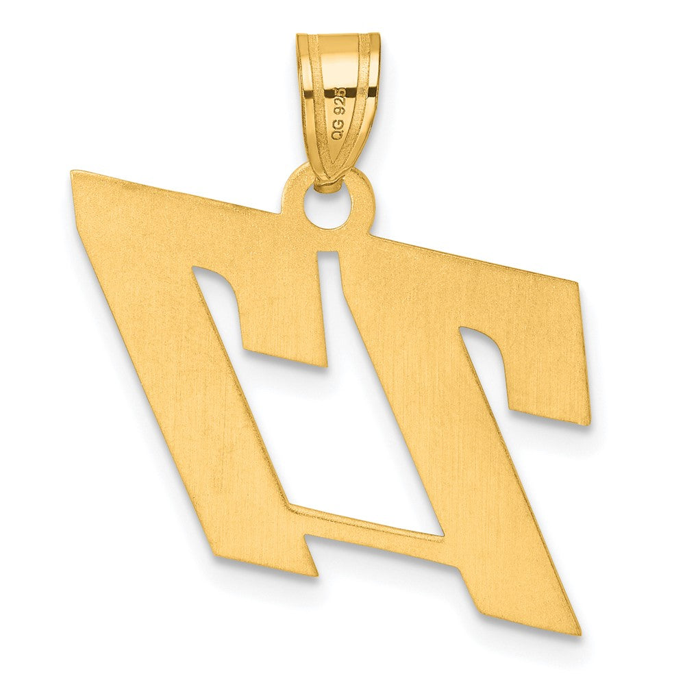 14k Polished Block Number 77 Pendant-BN77