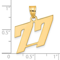 14k Polished Block Number 77 Pendant-BN77