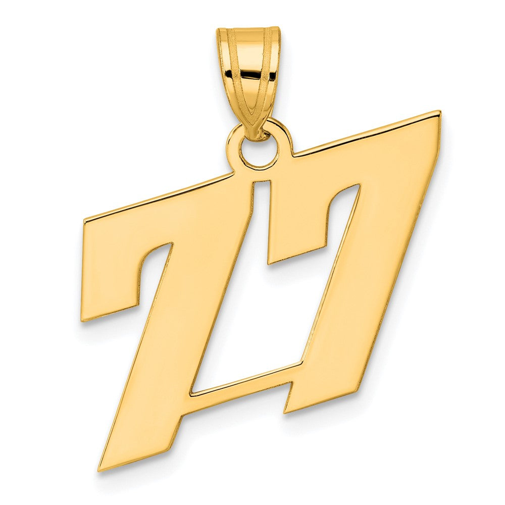 14k Polished Block Number 77 Pendant-BN77