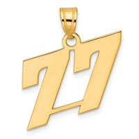 14k Polished Block Number 77 Pendant-BN77