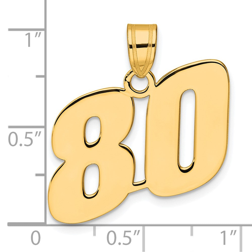 14k Polished Block Number 80 Pendant-BN80
