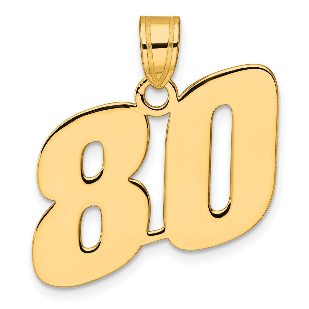 14k Polished Block Number 80 Pendant-BN80