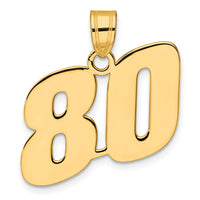 14k Polished Block Number 80 Pendant-BN80