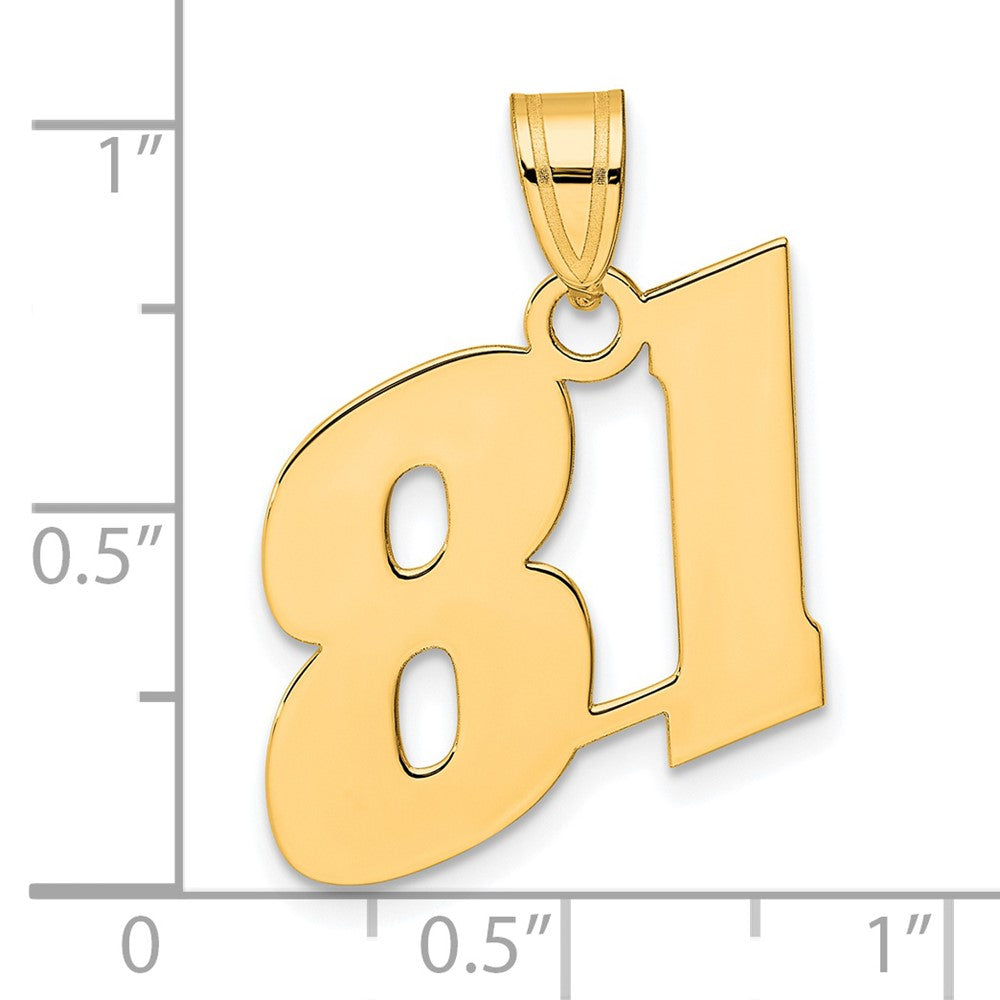 14k Polished Block Number 81 Pendant-BN81