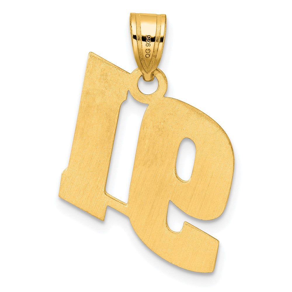 14k Polished Block Number 91 Pendant-BN91