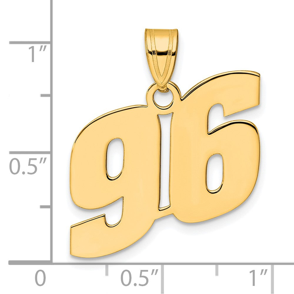 14k Polished Block Number 96 Pendant-BN96