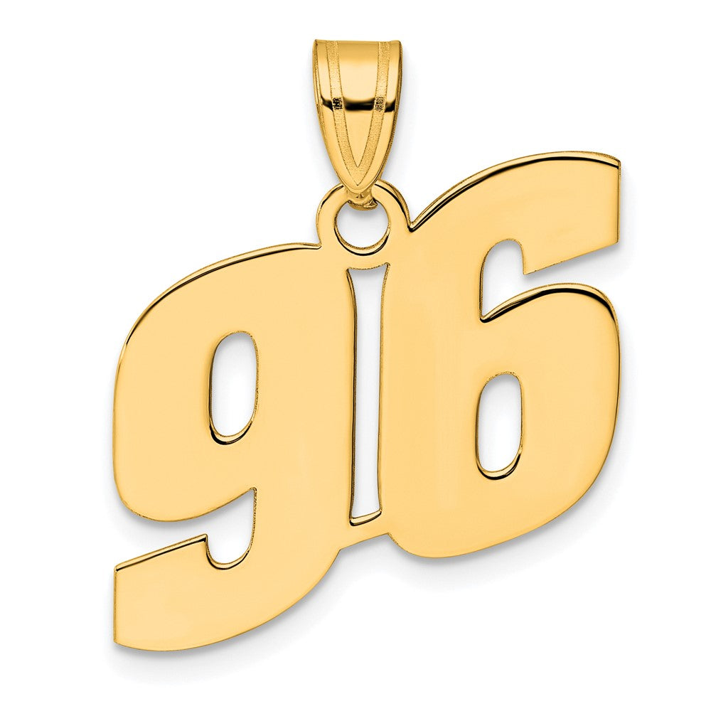 14k Polished Block Number 96 Pendant-BN96