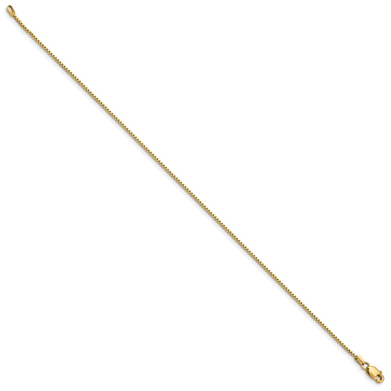 14K 9 inch .95mm Box with Lobster Clasp Anklet-BOX095-9