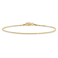 14K 9 inch .95mm Box with Lobster Clasp Anklet-BOX095-9