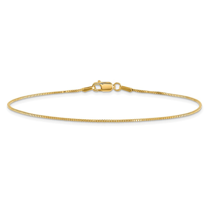 14K 9 inch .95mm Box with Lobster Clasp Anklet-BOX095-9