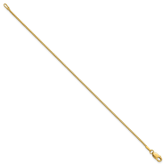 14k 1.3mm Box Chain Anklet-BOX125-9