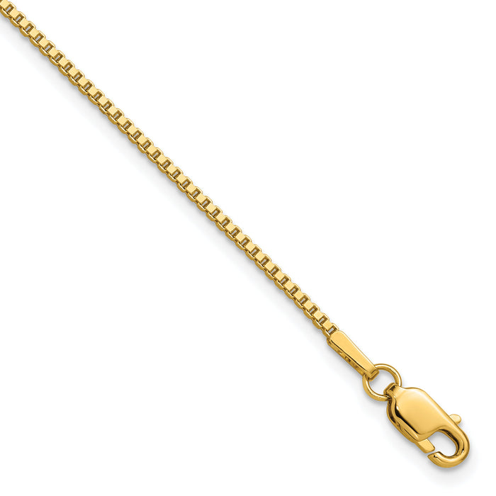 14k 1.3mm Box Chain Anklet-BOX125-9