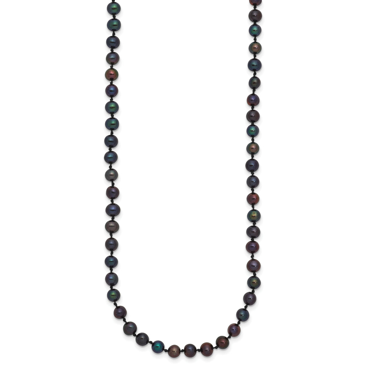 14k 4-5mm Black Near Round Freshwater Cultured Pearl Necklace-BPN040-18