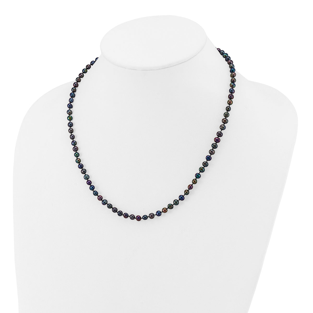 14k 4-5mm Black Near Round Freshwater Cultured Pearl Necklace-BPN040-18
