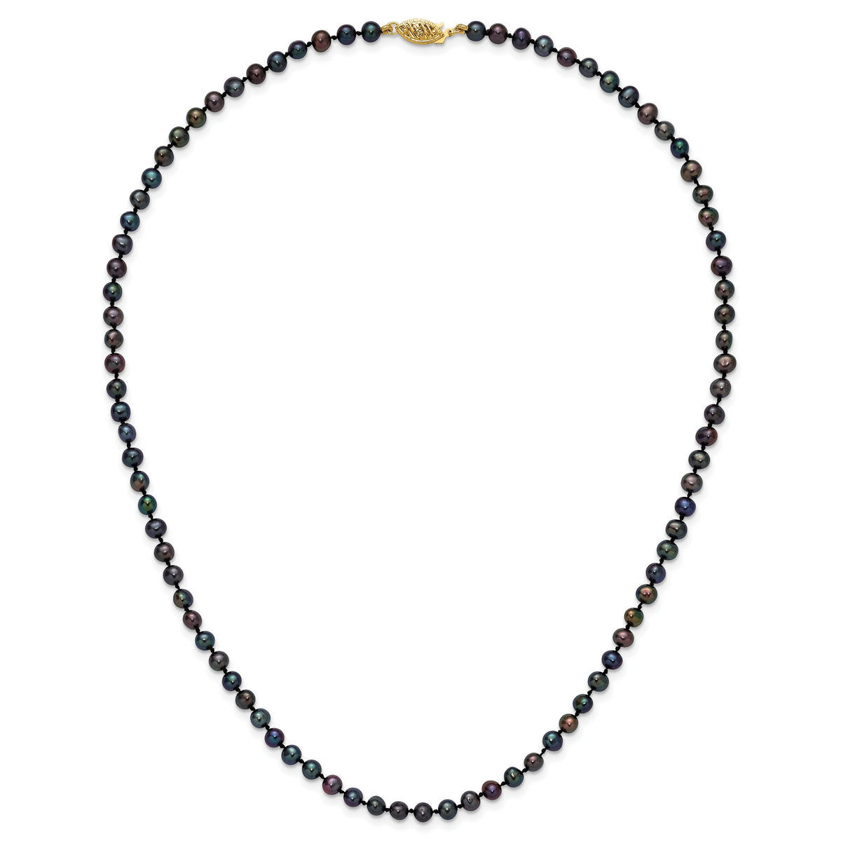 14k 4-5mm Black Near Round Freshwater Cultured Pearl Necklace-BPN040-18