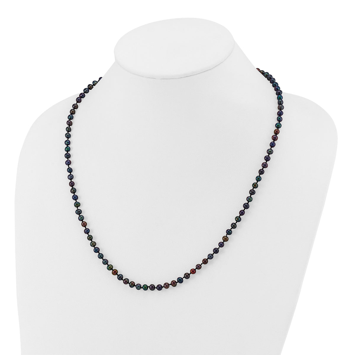 14k 4-5mm Black Near Round Freshwater Cultured Pearl Necklace-BPN040-20