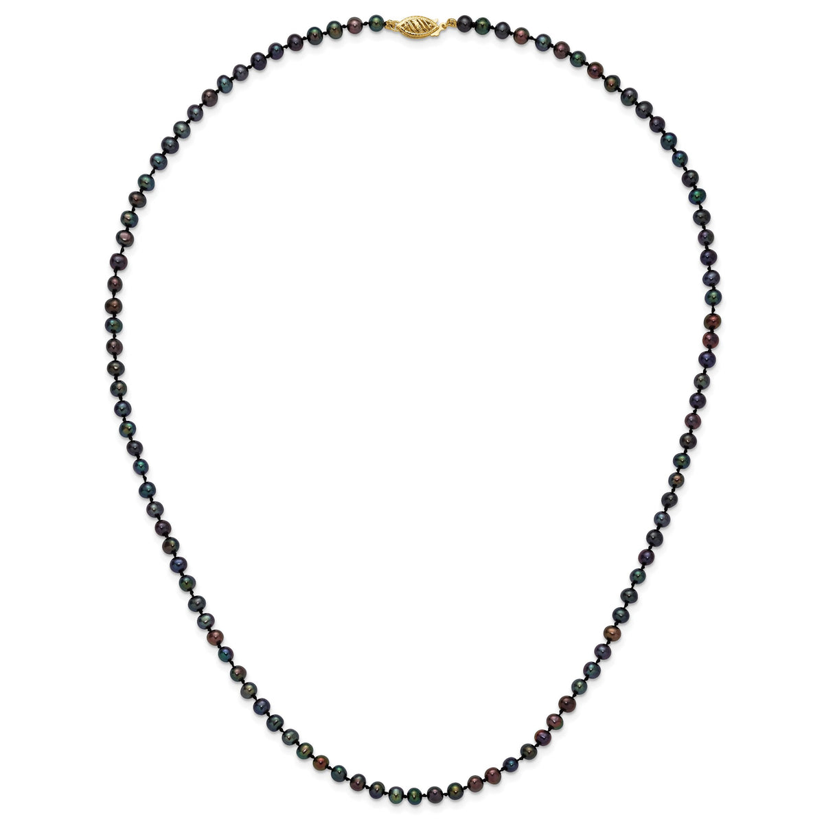 14k 4-5mm Black Near Round Freshwater Cultured Pearl Necklace-BPN040-20