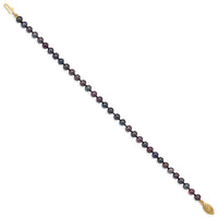 14k 4-5mm Black Near Round Freshwater Cultured Pearl Bracelet-BPN040-7.5