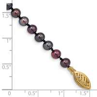 14k 4-5mm Black Near Round Freshwater Cultured Pearl Bracelet-BPN040-7.5