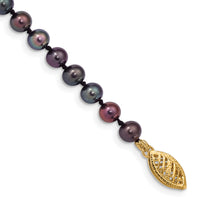 14k 4-5mm Black Near Round Freshwater Cultured Pearl Bracelet-BPN040-7.5