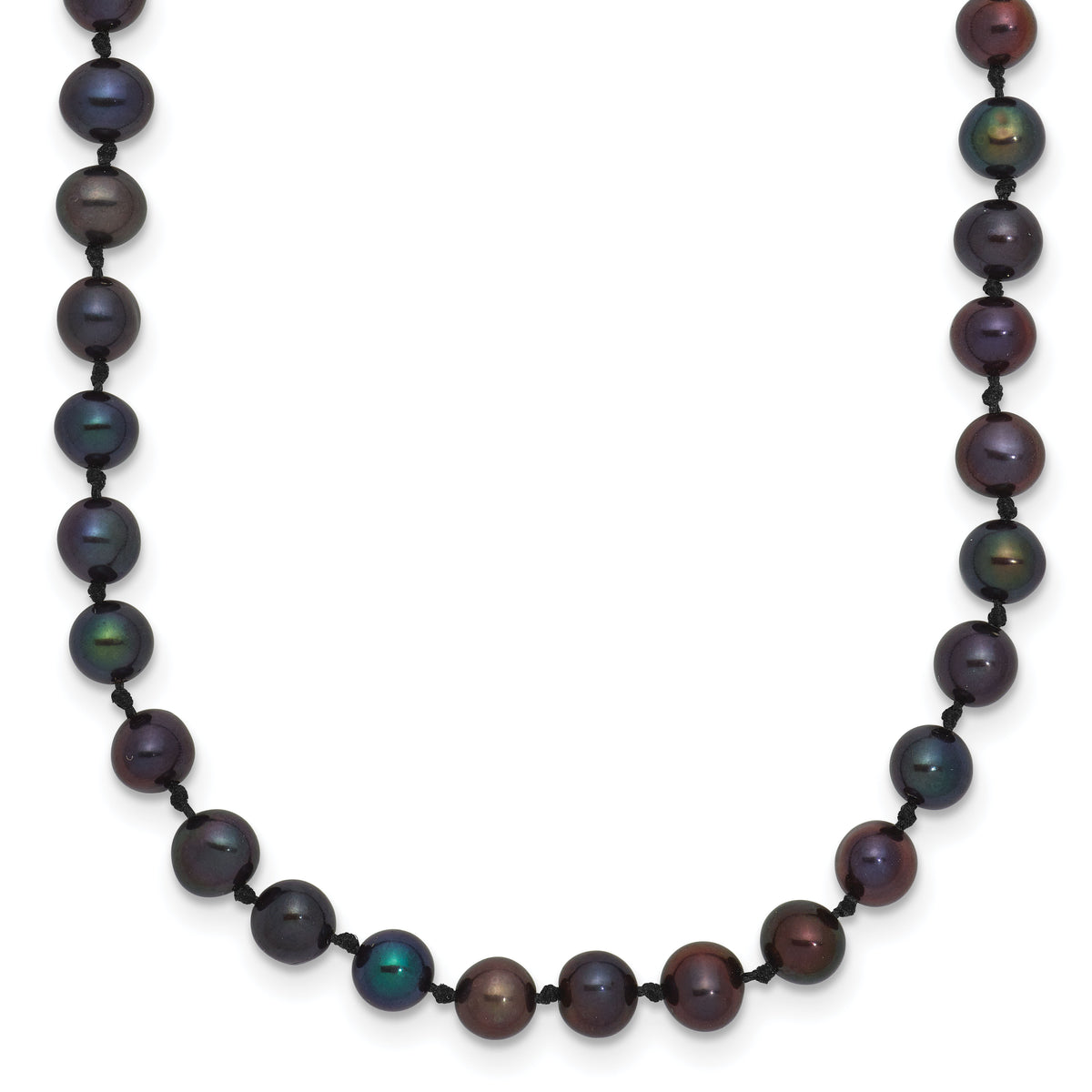 14k 4-5mm Black Near Round Freshwater Cultured Pearl Necklace-BPN040-20